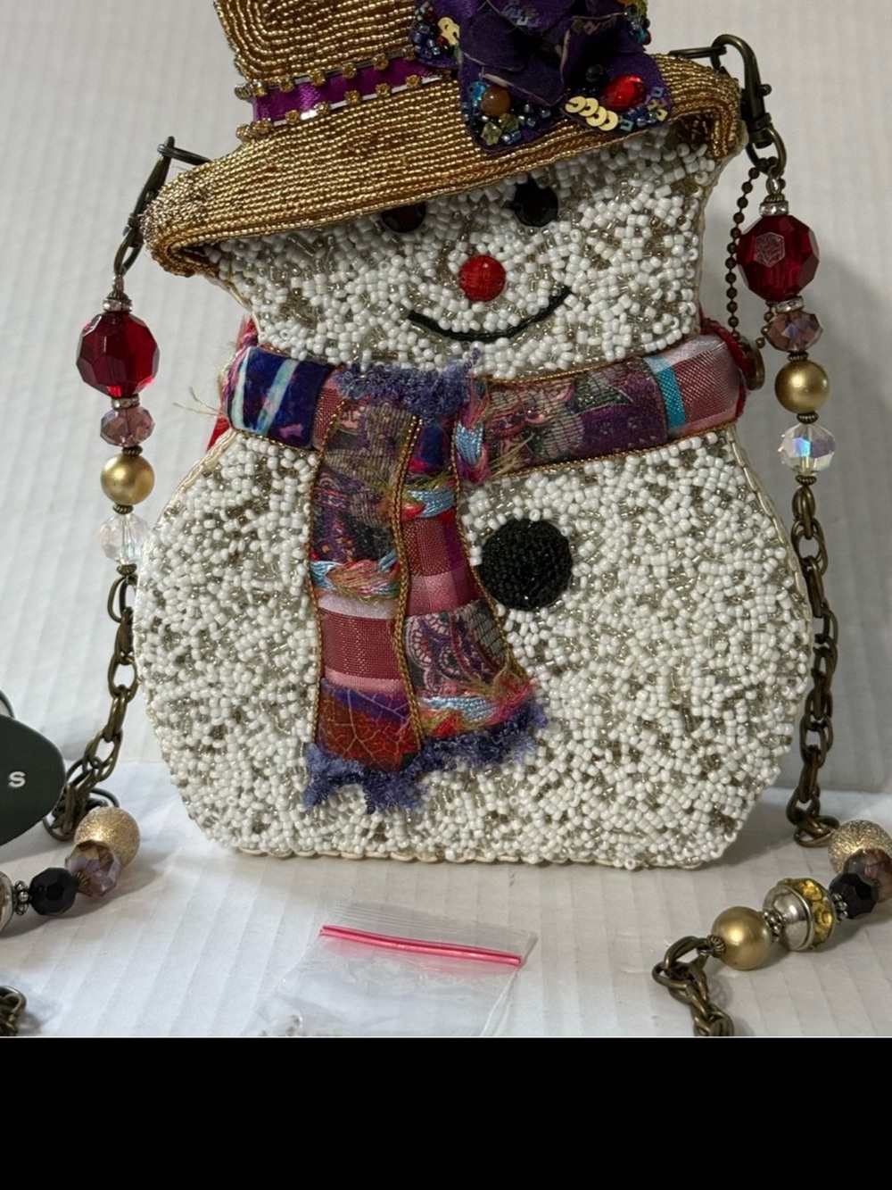 Mary Frances beaded snowman - “SNOW BELLE” purse HTF with COA CHRISTMAS EUC - Picture 7 of 8